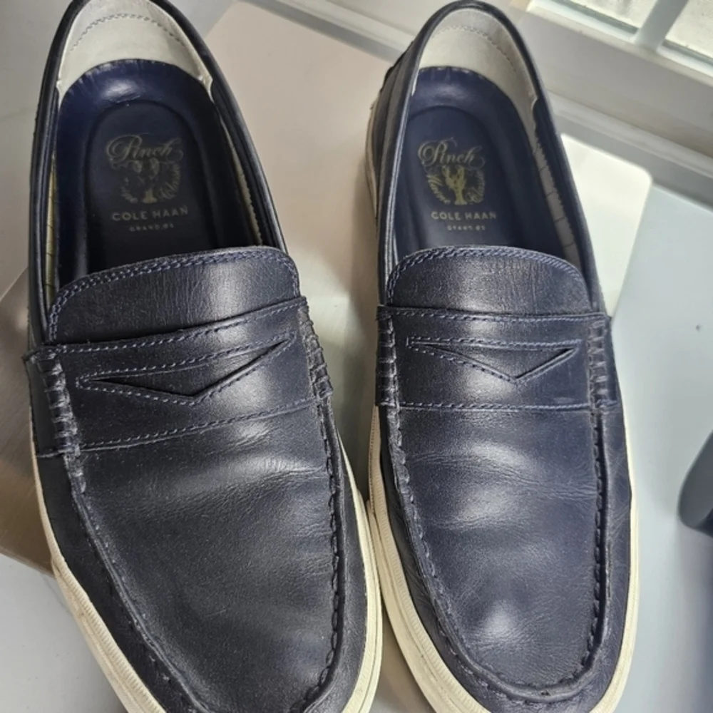 Cole Haan Pinch Maine Classic GrandOs Blue Leather Penny Loafers 9.5 Boat Preppy